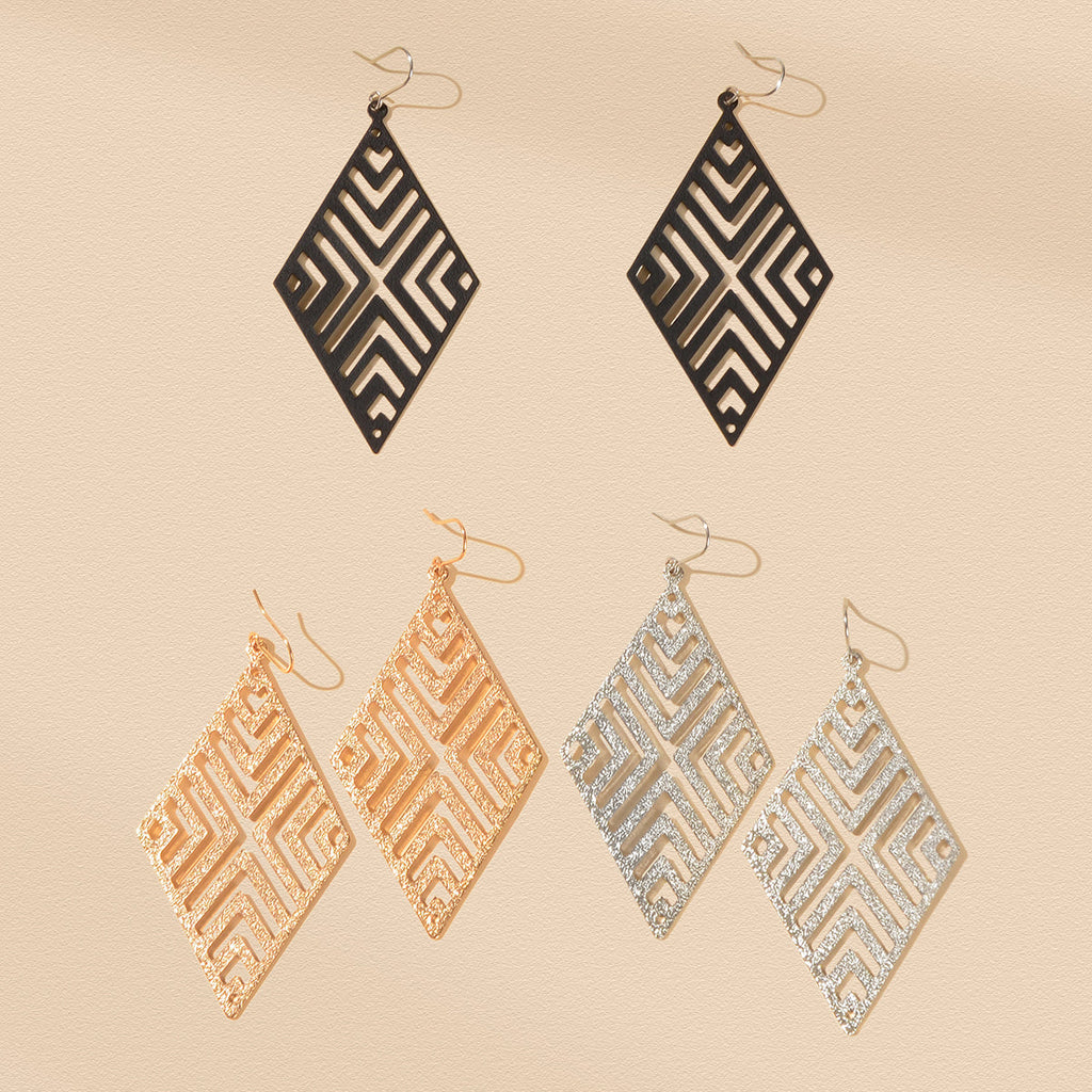 Stylish Cutout Geometric Pendant Earrings Contemporary Hollow Modern Jewellery