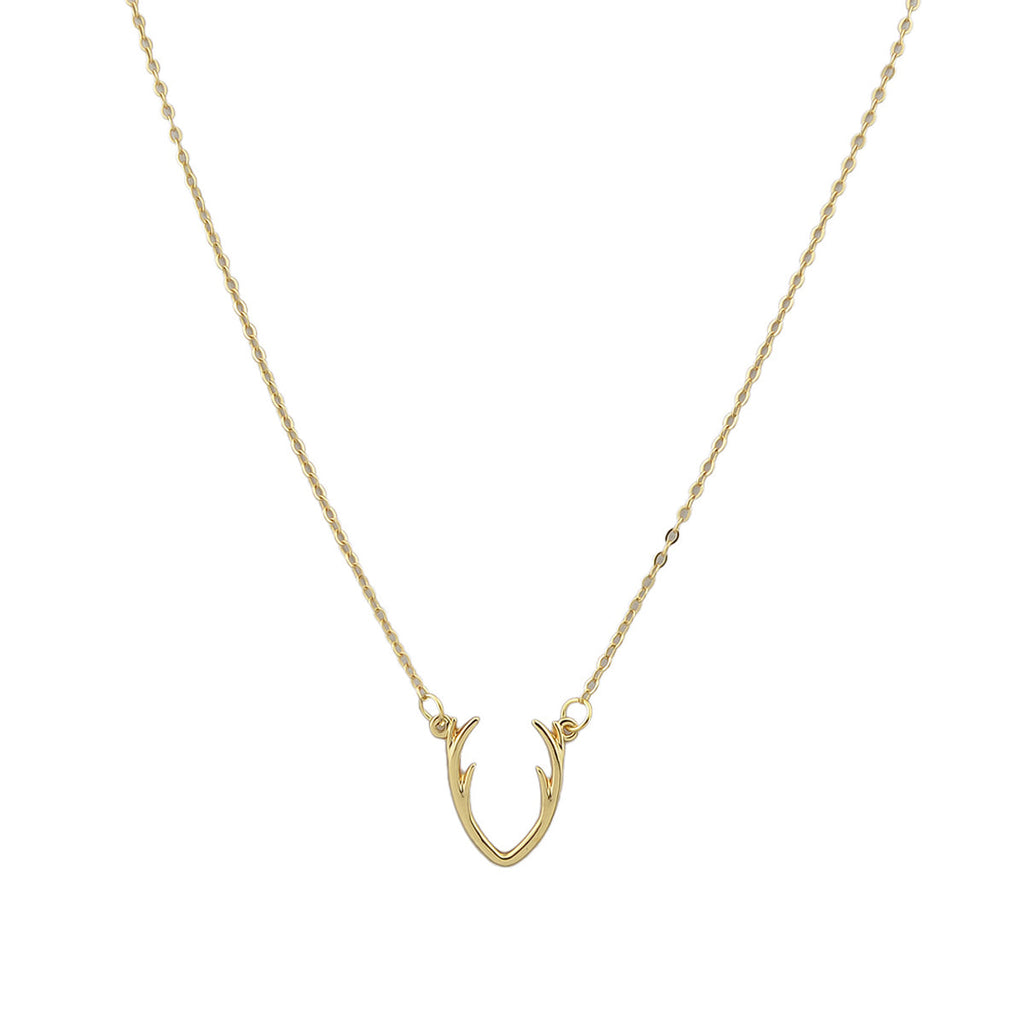 Minimalist Gold Chain Antlers Pendant Necklace Personality Creative Jewellery