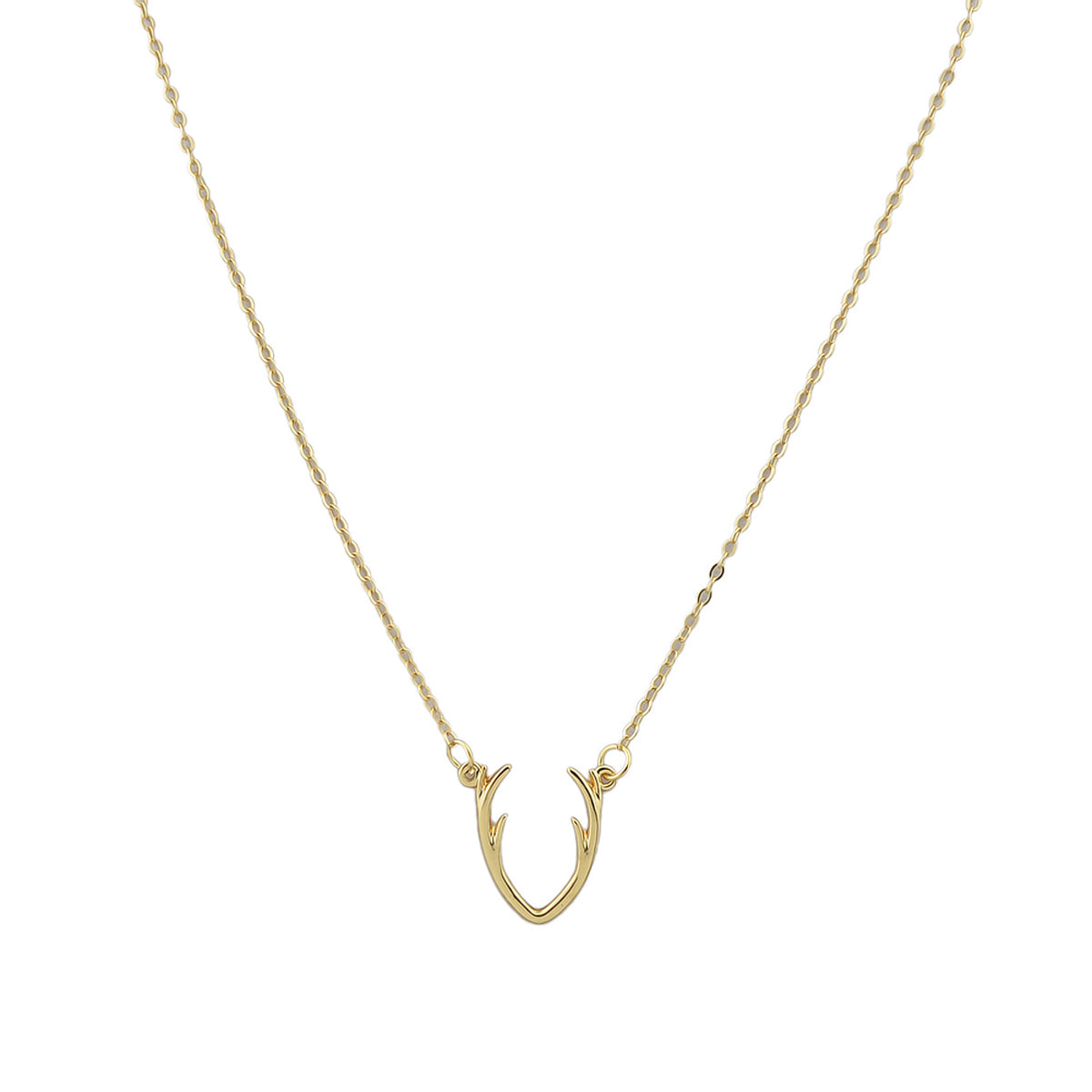 Minimalist Gold Chain Antlers Pendant Necklace Personality Creative Jewellery