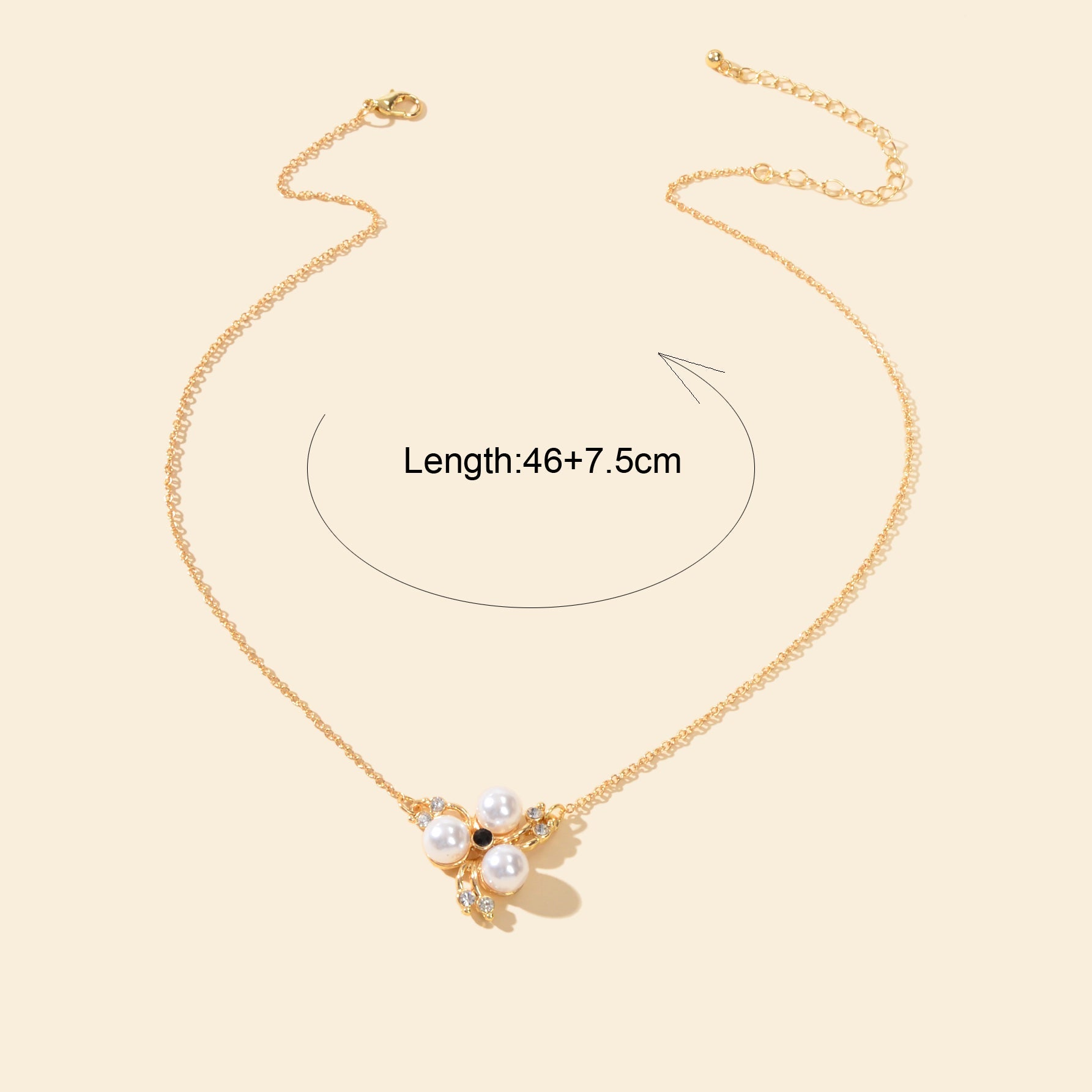 Textured Rhinestone Pearl Flower Pendant Necklace Anniversary Gift Jewellery