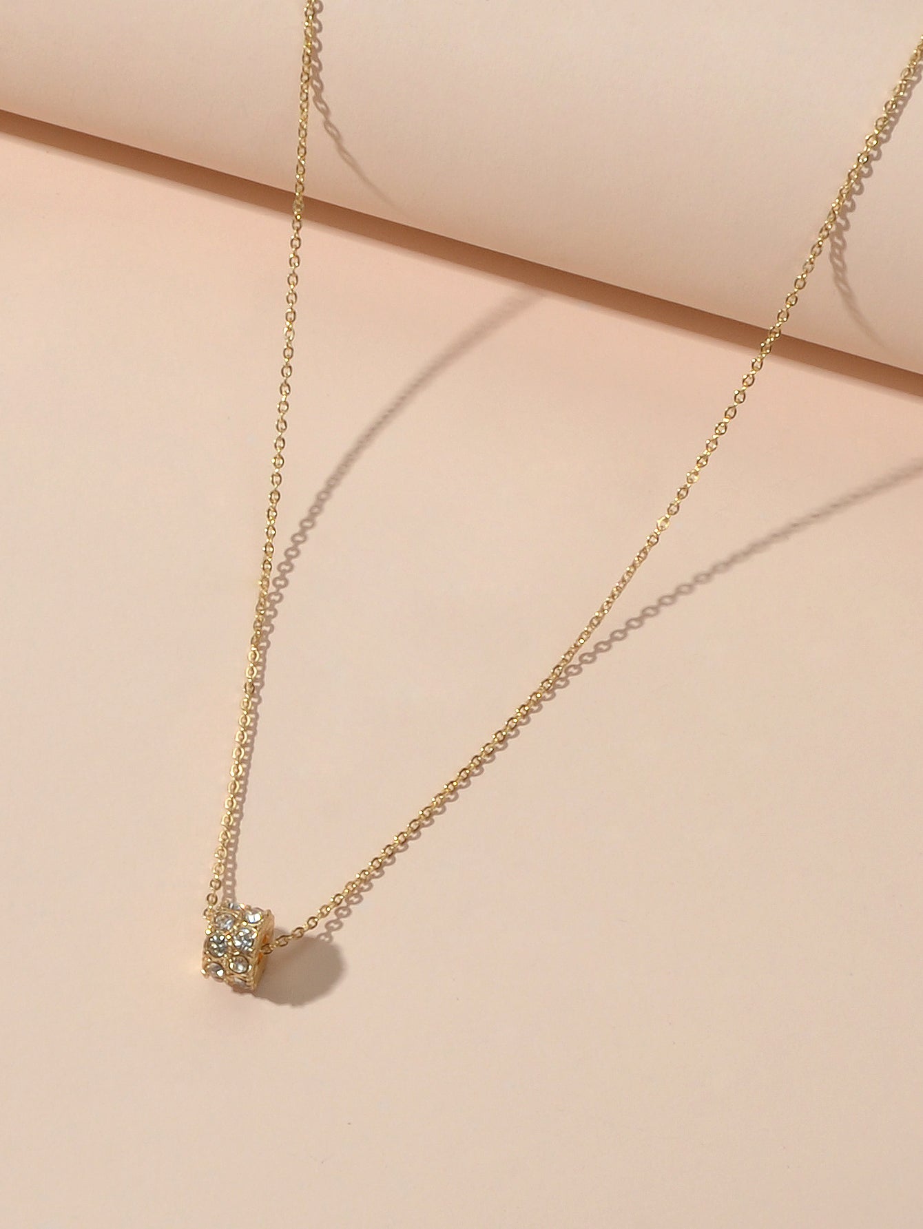 Luxurious Jewellery Gold Silver Chain Rhinestone Cylinder Necklace Accessories