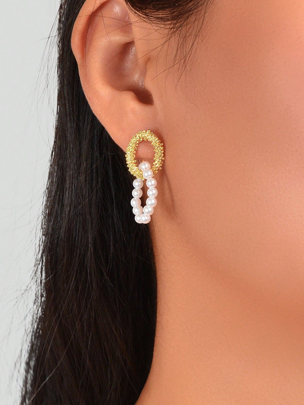 Designer Jewellery Geometric Round Pearl Stud Pierced Hypoallergenic Earrings