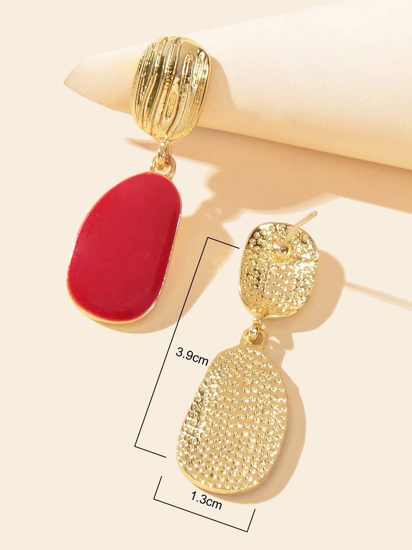 Party Decoration Red Enamel Geometric Hypoallergenic Earrings Daily Jewellery
