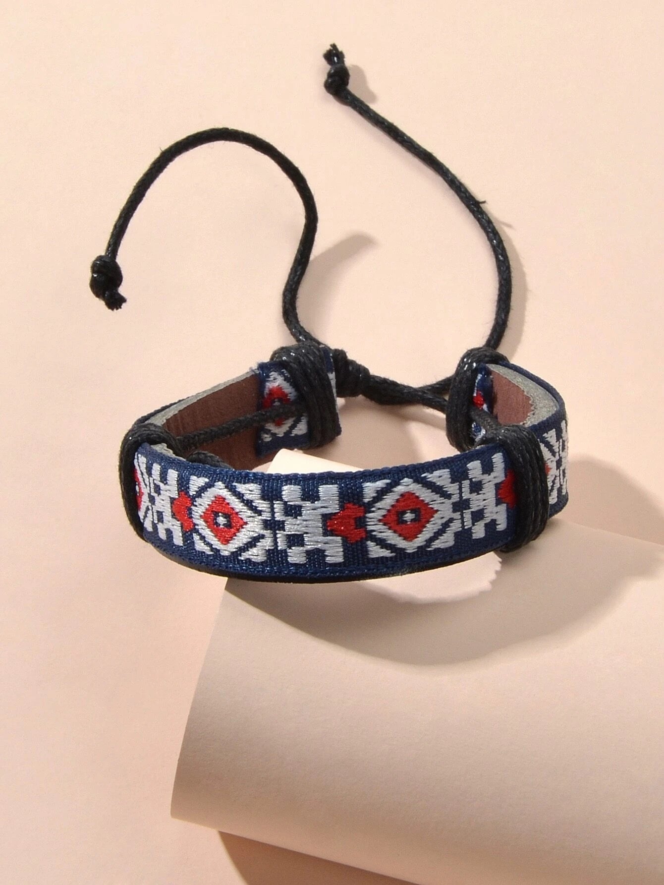 Bohemian Jewellery Handmade Geometric Pattern Leather Adjustable Ethnic Bracelet