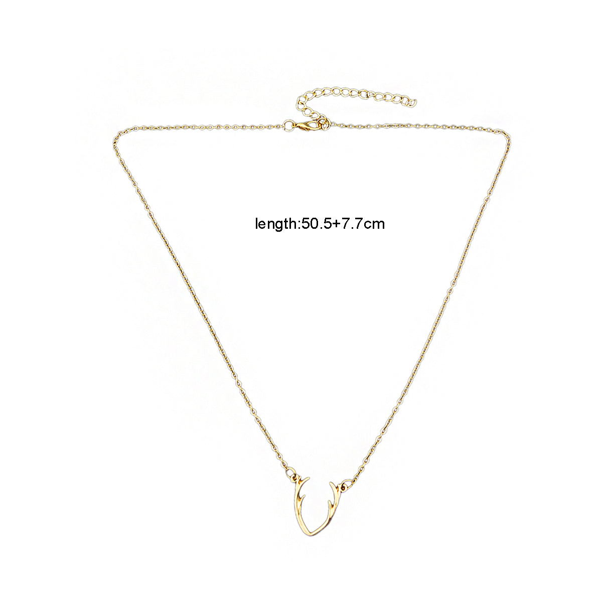 Minimalist Gold Chain Antlers Pendant Necklace Personality Creative Jewellery